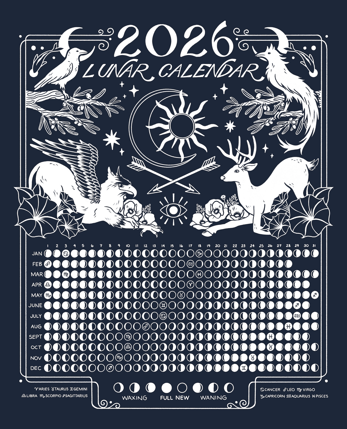 2026 Lunar Calendar // Blue Poster
