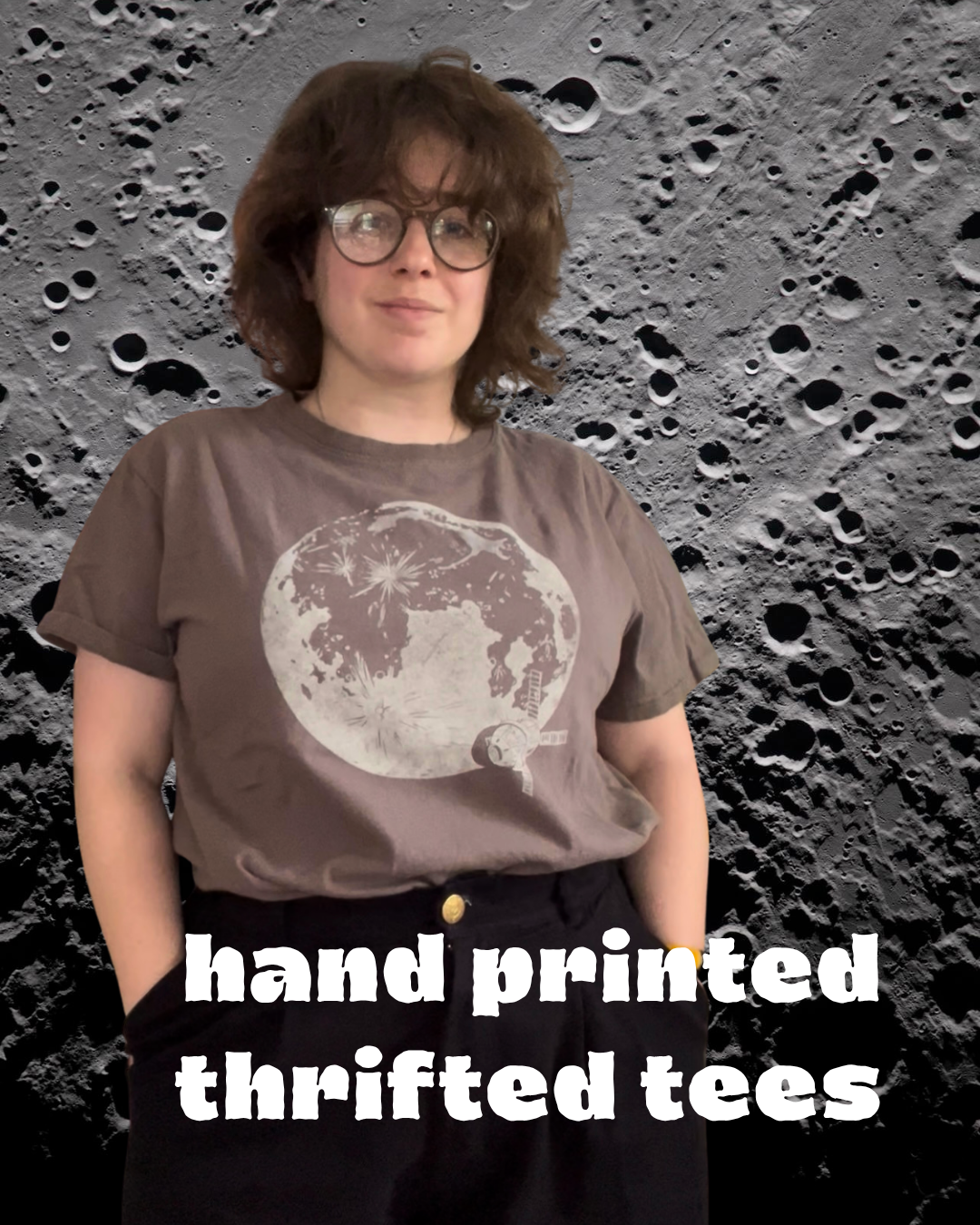Moon Joy Tees // Thrifted & Hand Printed