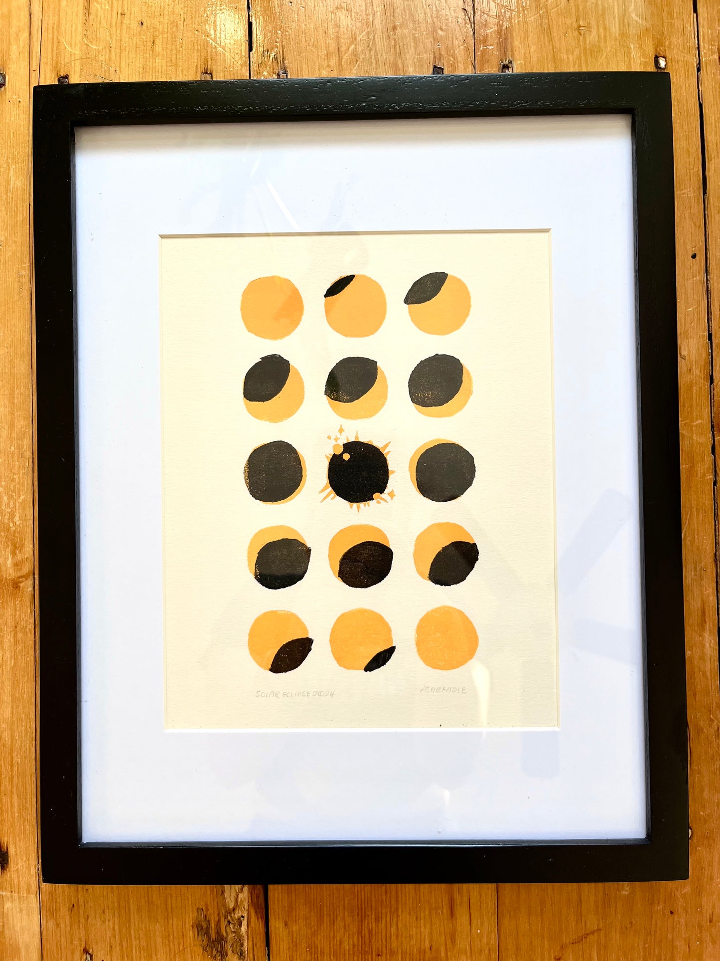 Eclipse Lino Print (Framed)