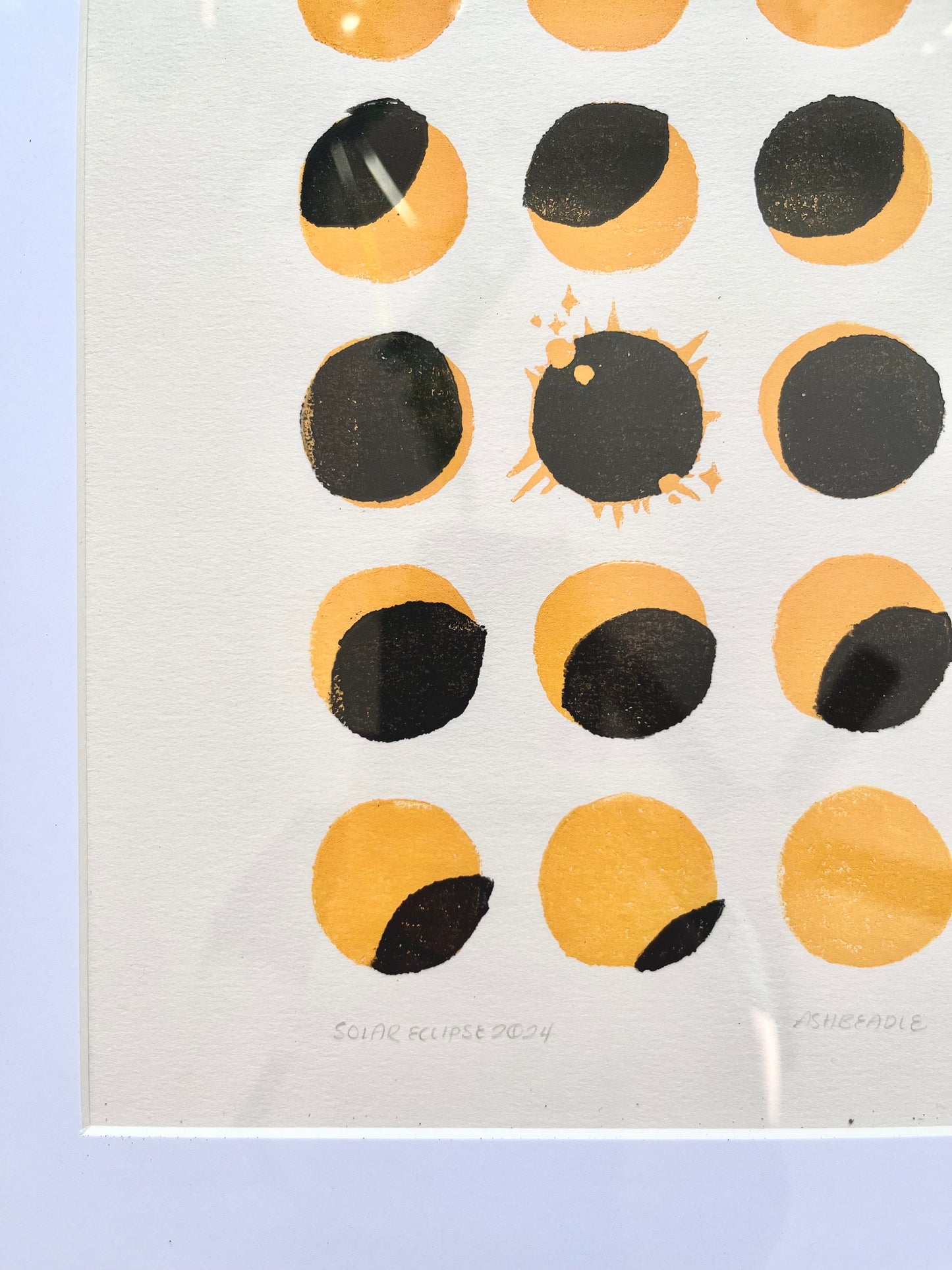Eclipse Lino Print (Framed)