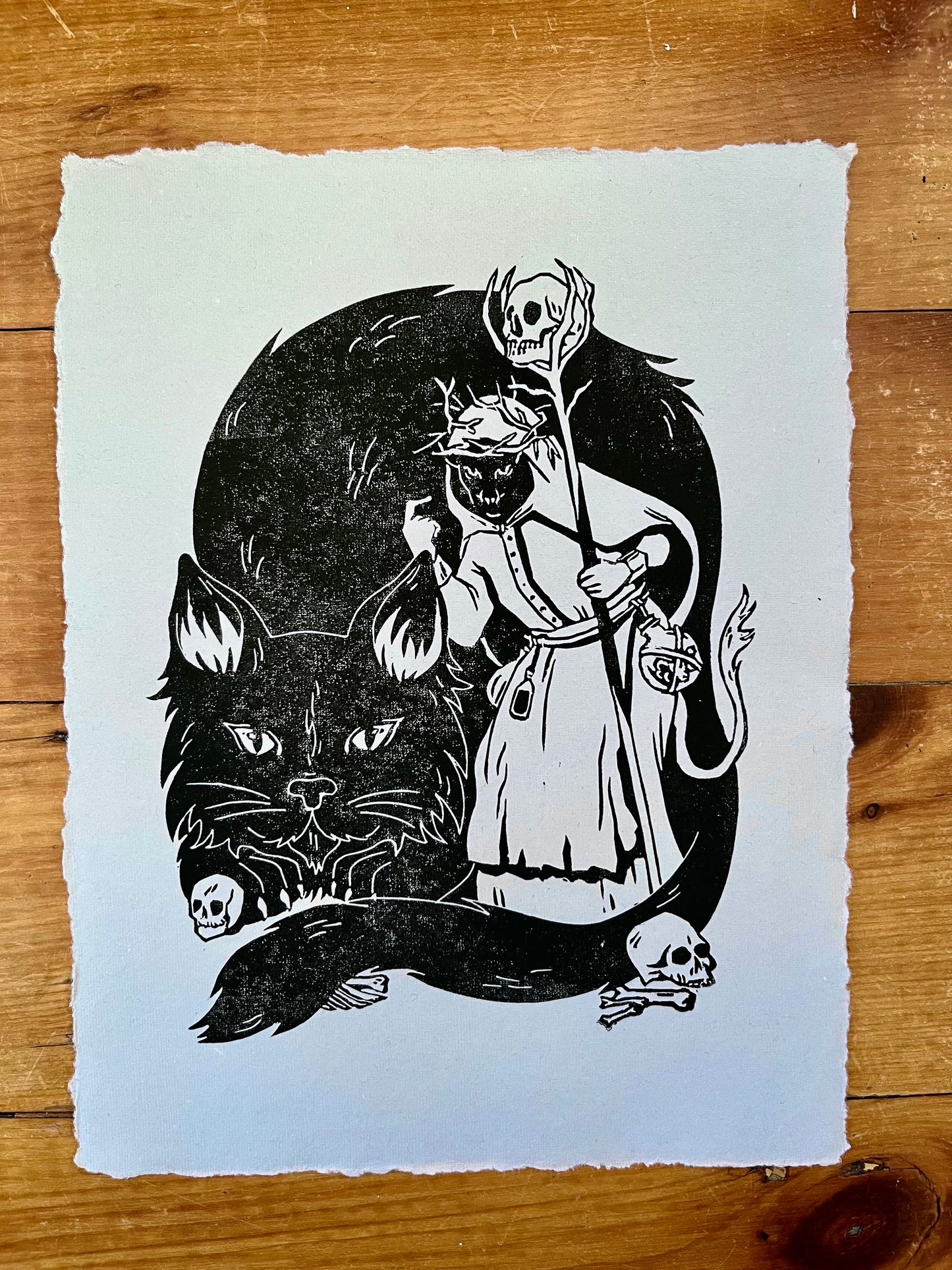 Gryla the Winter Witch Lino Print