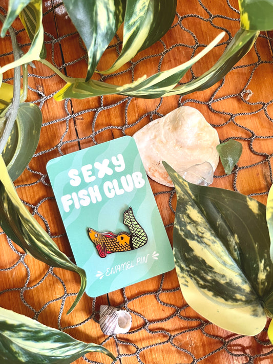 Sexy Fish Club Enamel Pin (Yellow)