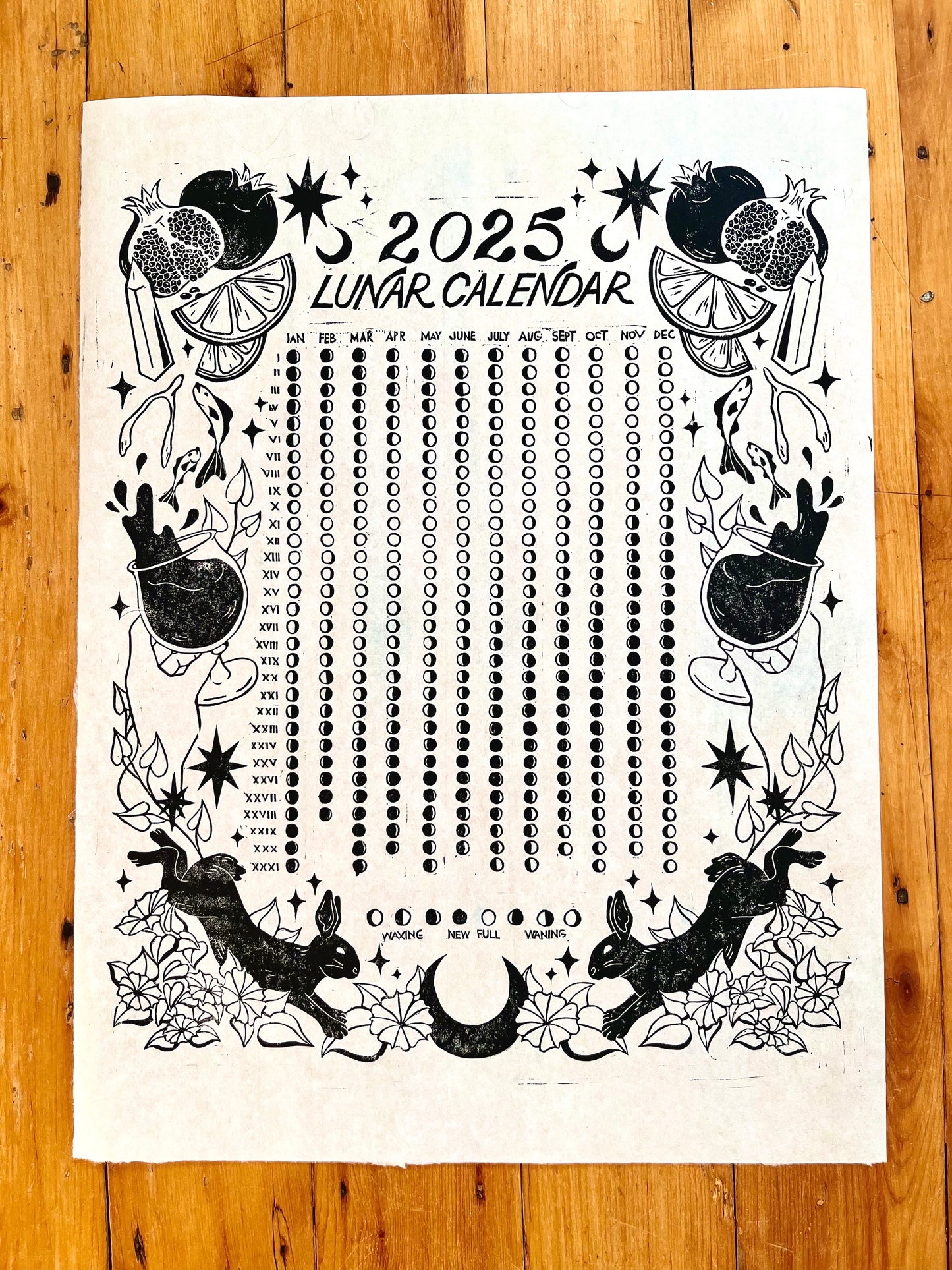 2025 Lunar Calendar // Lino Print – Sad Fish Club 2025-lunar-calendar-lino-print-sad-fish-club