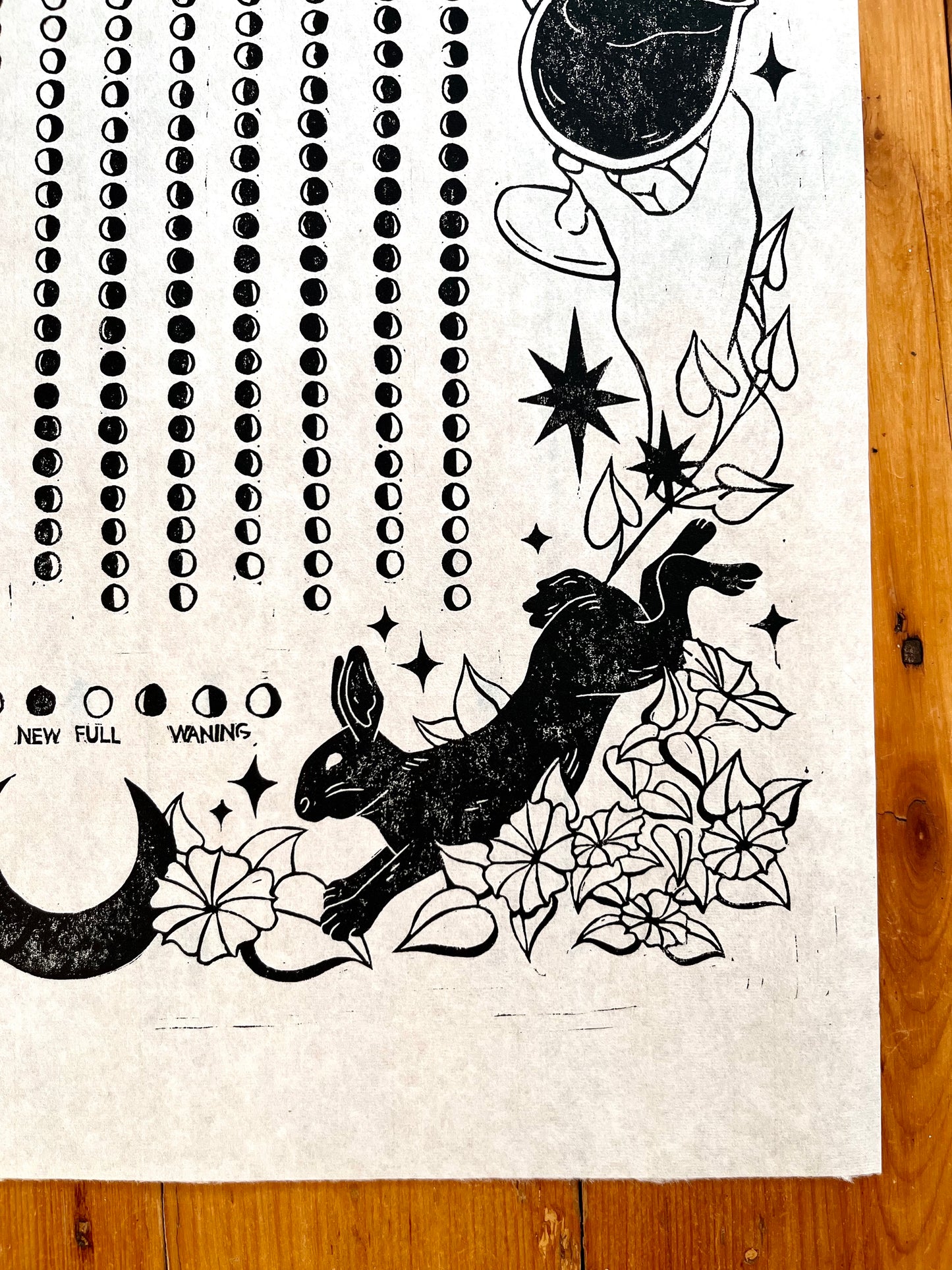 2025 Lunar Calendar // Lino Print