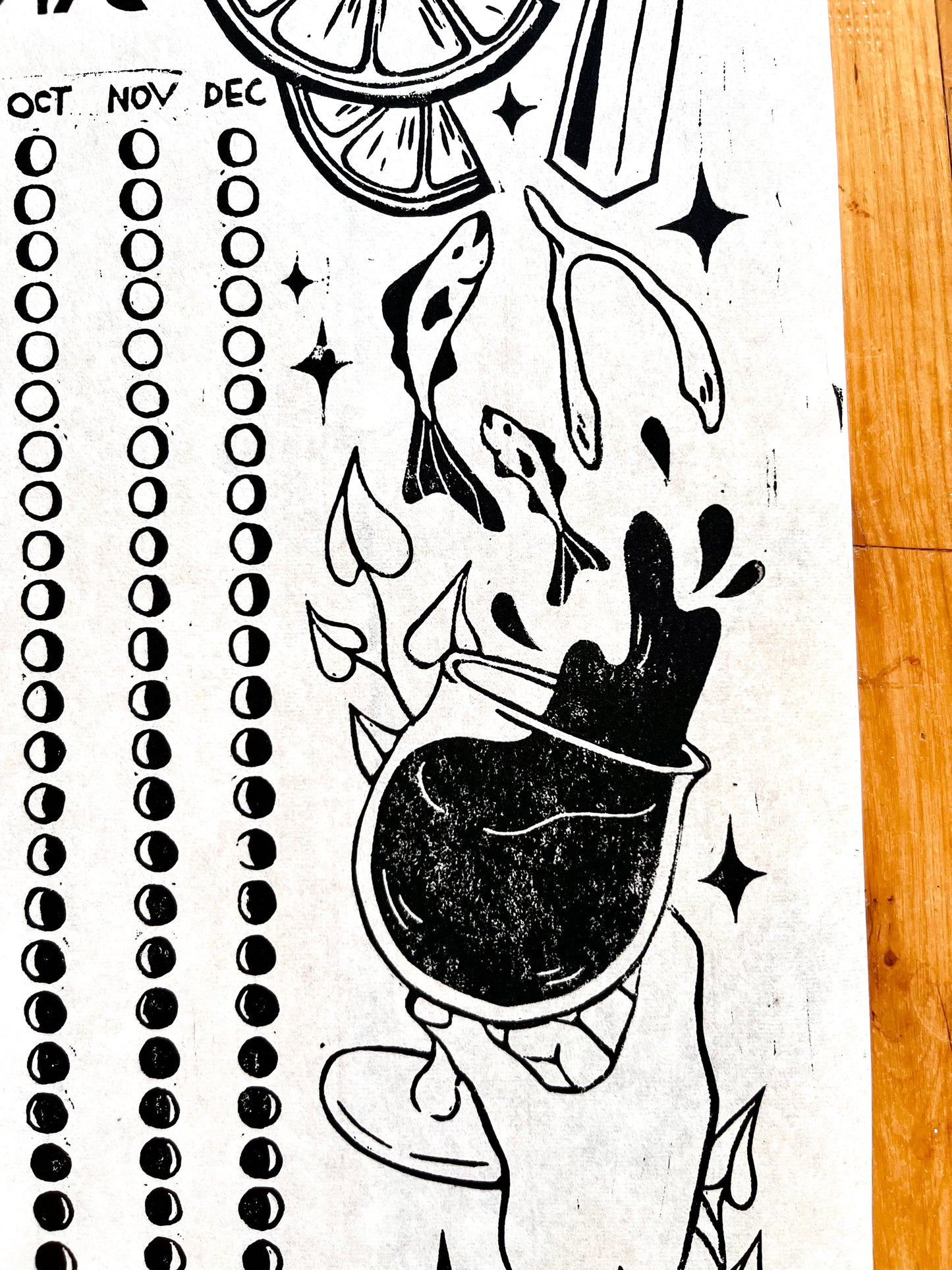 2025 Lunar Calendar // Lino Print