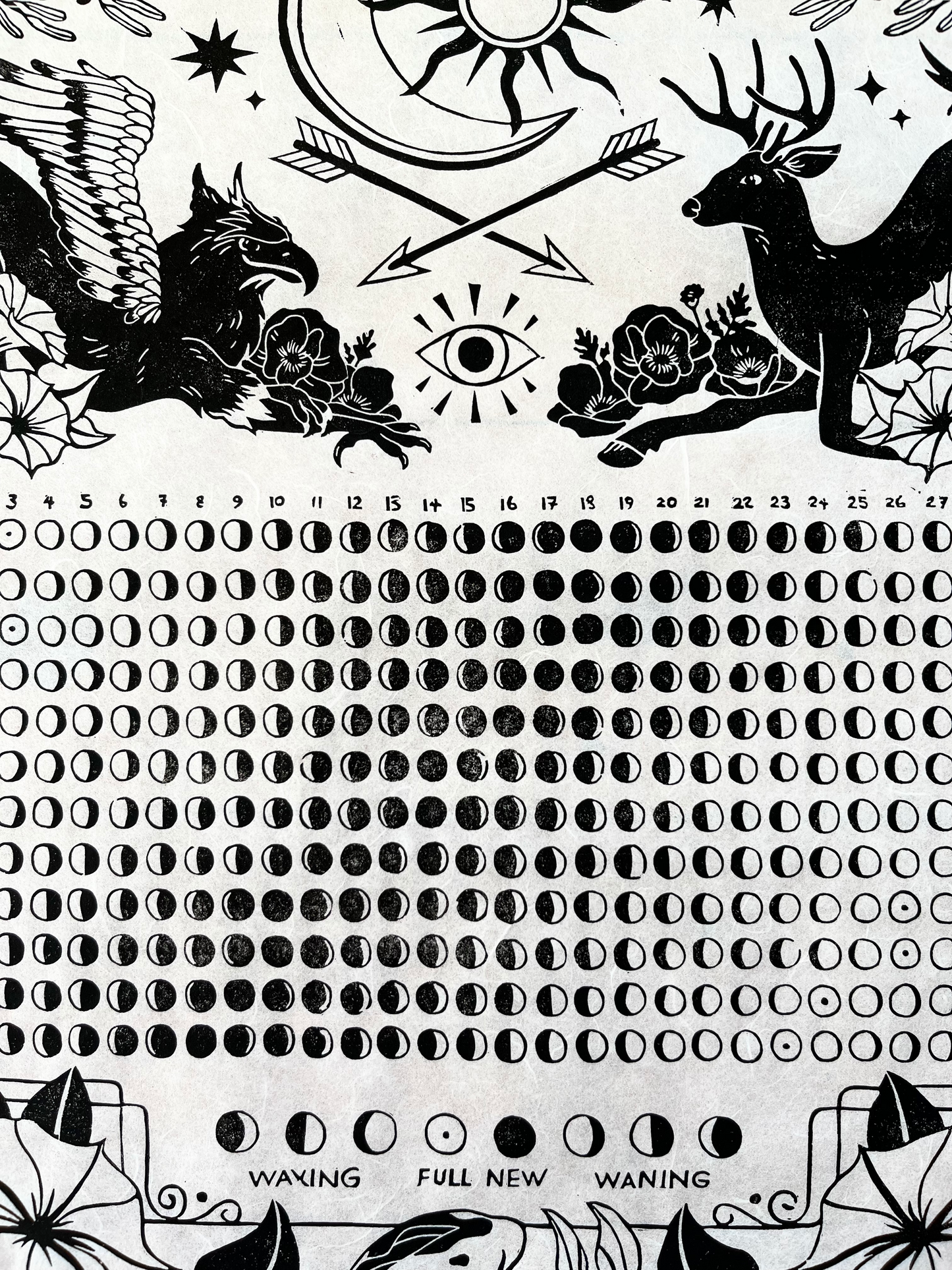 2026 Lunar Calendar // Hand Carved Lino