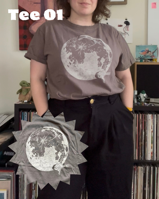Moon Joy Tees // Thrifted & Hand Printed