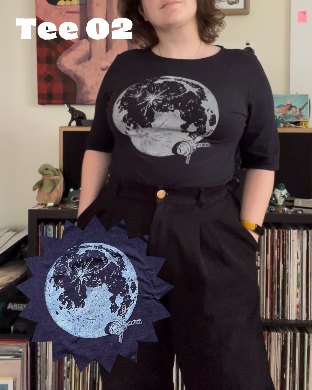 Moon Joy Tees // Thrifted & Hand Printed