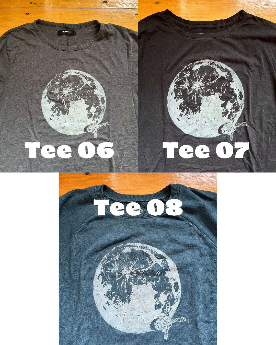 Moon Joy Tees // Thrifted & Hand Printed