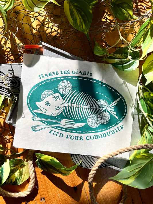 Feed Your Community Lino Print