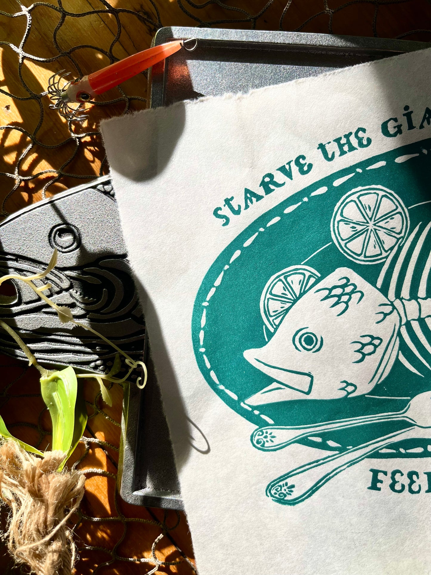 Feed Your Community Lino Print