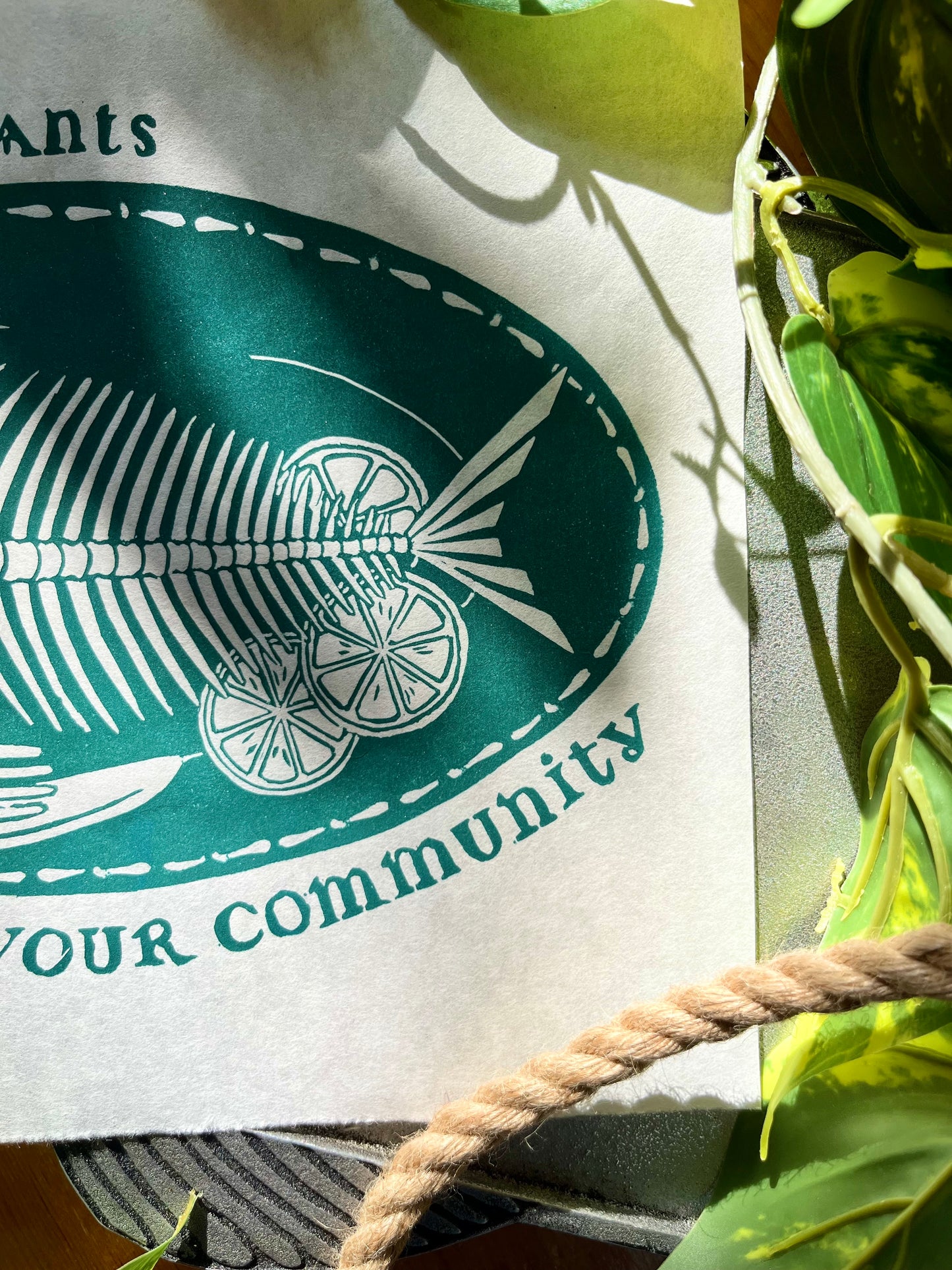 Feed Your Community Lino Print