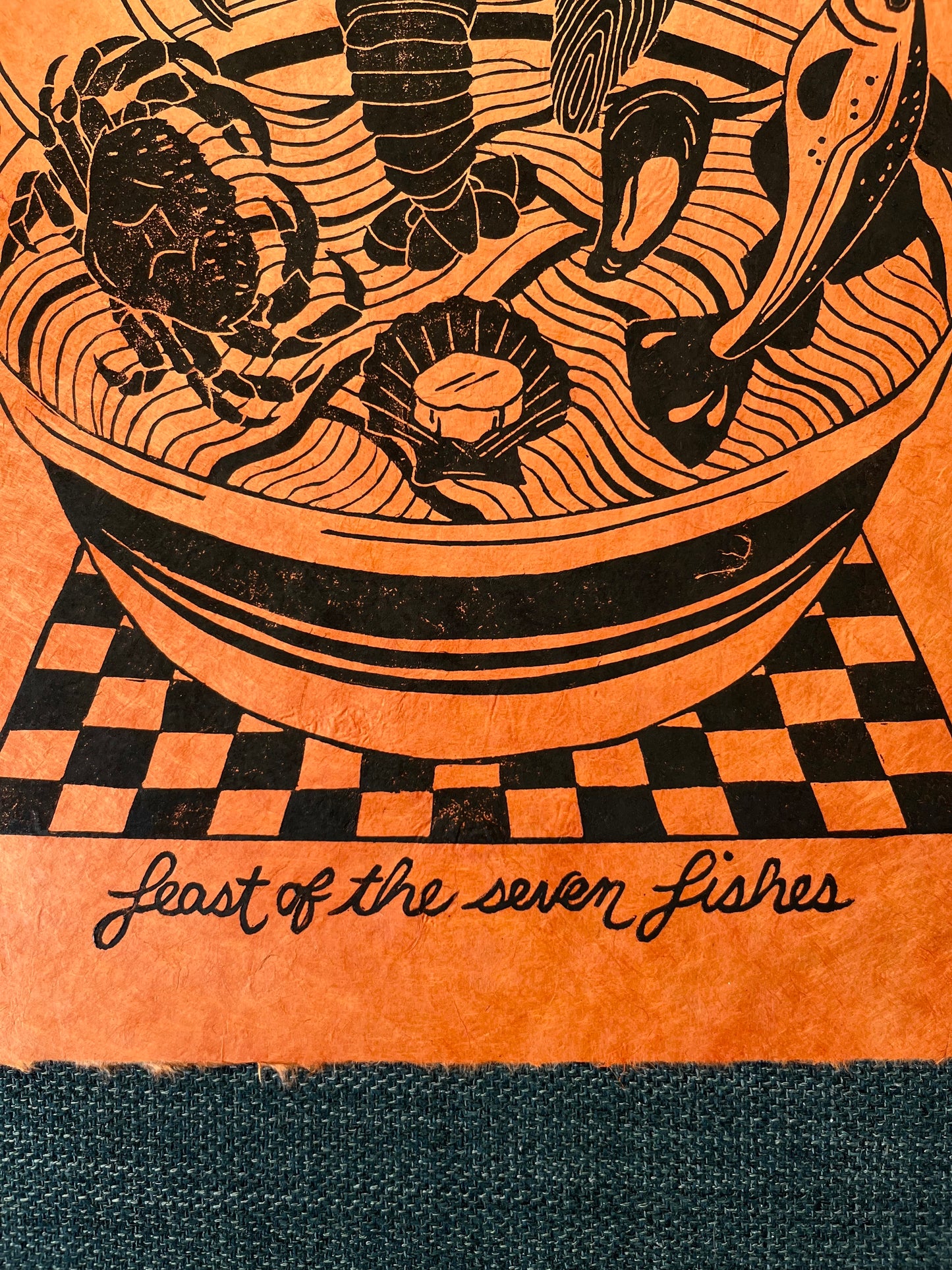 Feast of the Seven Fishes Lino Print
