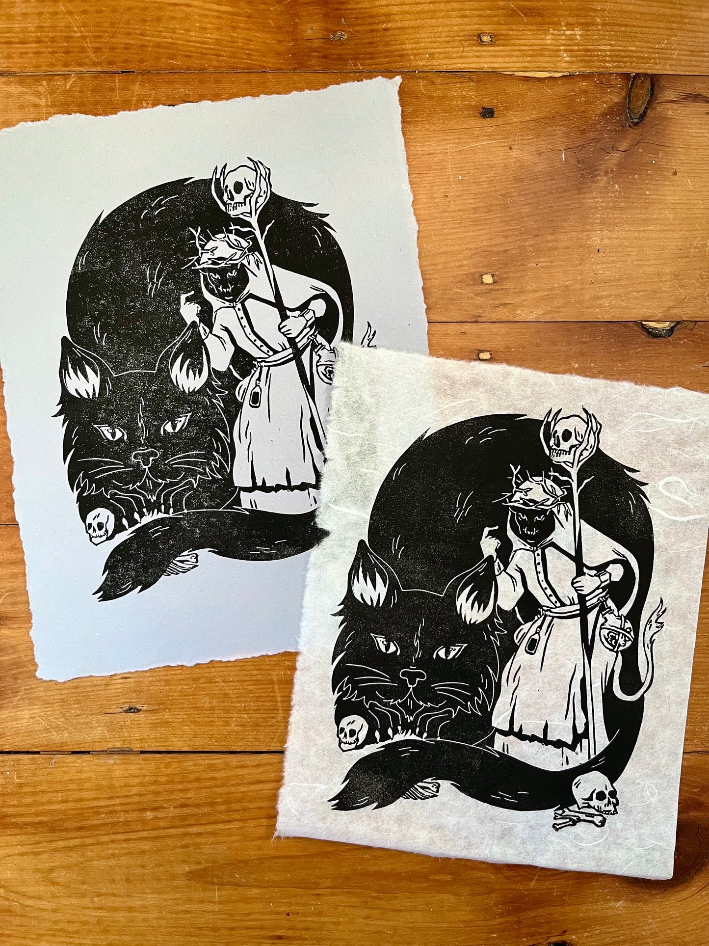 Gryla the Winter Witch Lino Print