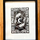 Lunar Fish Lino Print (In Frame)