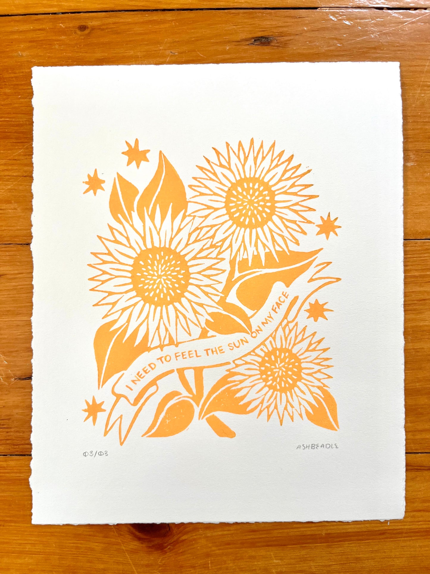 Feel The Sun Lino Print